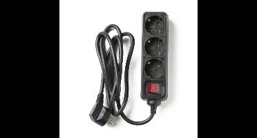 Stekkerdoos met schakelaar - zwart - 5x23x8 cm